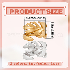 2 шт. 2-х цветные манжетные кольца из нержавеющей стали&nbsp;RJEW-LP0005-12