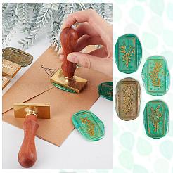 Грушевидная деревянная ручка и сургучная печать латунные головки штампа наборы&nbsp;AJEW-CP0002-49