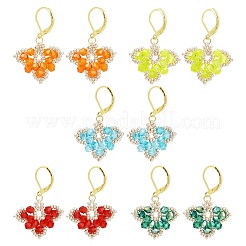 Серьги-гвоздики с застежкой-молнией в форме листа из бисера ручной работы&nbsp;EJEW-MZ00466