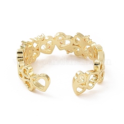 Кольцо-манжета с открытым сердцем из прозрачного кубического циркония&nbsp;RJEW-E072-11G