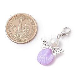 Подвесные украшения из стеклянного жемчуга и АБС-пластика в виде ангела&nbsp;HJEW-JM03022