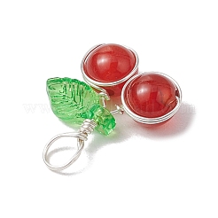 Подвески из натурального лазурита/сердолика/розового кварца/аметиста/синтетического лунного камня в круглой обертке из медной проволоки&nbsp;PALLOY-JF03313