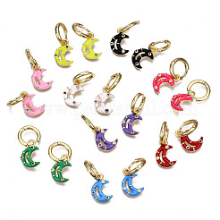 Серьги-кольца из латуни с микро-паве из фианита&nbsp;EJEW-T014-40G-NF