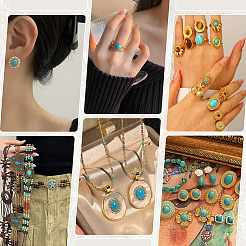 108 шт. 9 стиля окрашенных синтетических бирюзовых кабошонов&nbsp;TURQ-PH0001-17