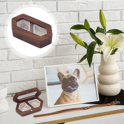 1 шт. шестиугольные деревянные коробки для хранения сувениров для домашних животных с видимым окном&nbsp;CON-DR0001-11