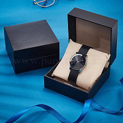 Черные бумажные коробки для часов с откидной крышкой и подушечкой внутри&nbsp;CON-WH0816-018B