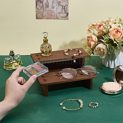 2-уровневые сосновые стенды для косметики&nbsp;DJEW-WH0816-004A