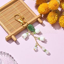 Ландыши подвесные украшения ручной работы лэмпворк&nbsp;HJEW-JM01257