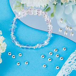 45 шт. 925 серебряные бусины-разделители в форме блюдца&nbsp;STER-BBC0005-41S