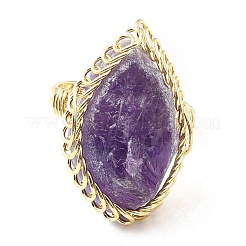 Регулируемое кольцо с натуральным аметистом и конским глазом&nbsp;G-D458-03G-07-RS