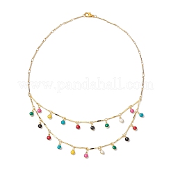 Ожерелья с подвесками в виде капель из латуни и эмали&nbsp;NJEW-JN04861