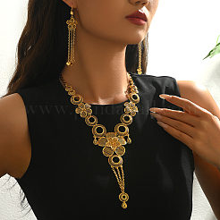 Элегантные серьги и колье из сплава с ажурными цветочными кисточками для женщин.&nbsp;FZ8785