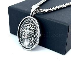 Греческая мифология нержавеющая сталь овал с подвеской Иисус&nbsp;RC8628