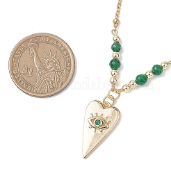 Подвеска в форме сердца с изображением сглаза из латуни с кубическими цирконами&nbsp;NJEW-JN05803-02