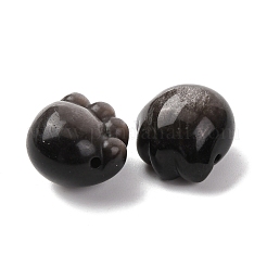 Натуральные серебряные бусины из обсидиана&nbsp;G-A310-01