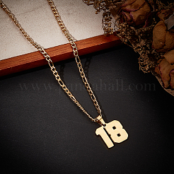 1 шт. 304 нержавеющая сталь Фигаро цепочка ожерелье с подвеской в виде цифры&nbsp;NJEW-BBC0001-28B-G