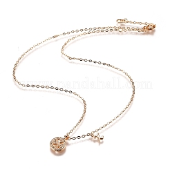 Ожерелья с двойными буквами из латуни с прозрачным фианитом и прозрачным фианитом&nbsp;NJEW-Z010-24