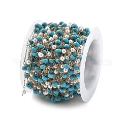 Цепочки из синтетической бирюзы и стеклянных бусин&nbsp;CHS-K021-04G