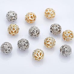 12 шт. 2-цветная стойка с покрытием из латуни с микропаве прозрачные кубические циркониевые бусины&nbsp;ZIRC-NB0001-84