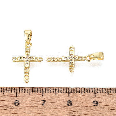 Латунные микропаве прозрачные подвески с фианитом&nbsp;KK-N259-19G-1