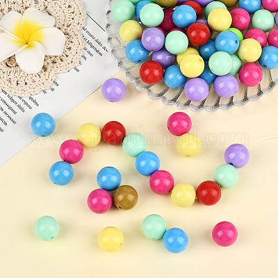 100 шт. Непрозрачные акриловые бусины&nbsp;OACR-PA0001-31B-1