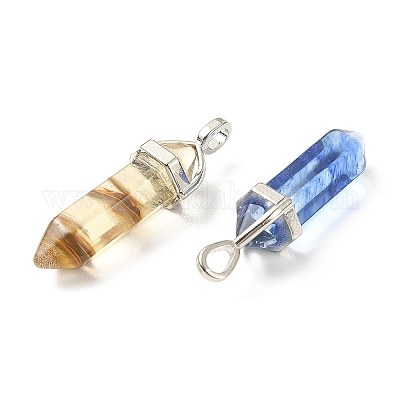 5шт 5 стиля синтетические смешанные драгоценные камни заостренные подвески G-YW0001-46-1