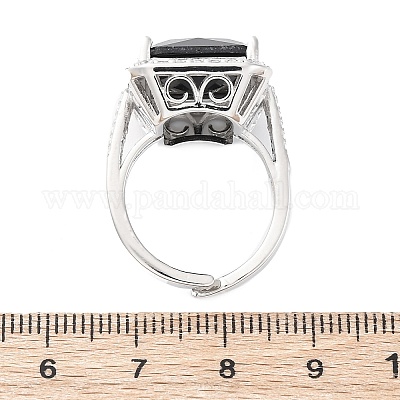 Латунные кольца-манжеты с микропаве и прозрачным цирконием для женщин&nbsp;RJEW-A062-04P-1