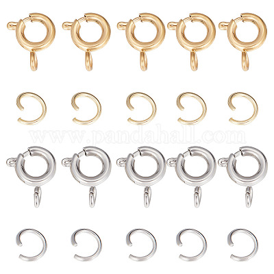 20 шт. 2-х цветные застежки-кольца из нержавеющей стали 304 с гладкой поверхностью&nbsp;STAS-SC0004-42-1