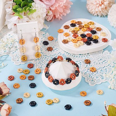 120 шт. 6-х цветные деревянные пуговицы-цветы с 2 отверстиями&nbsp;BUTT-TA0001-40A-1