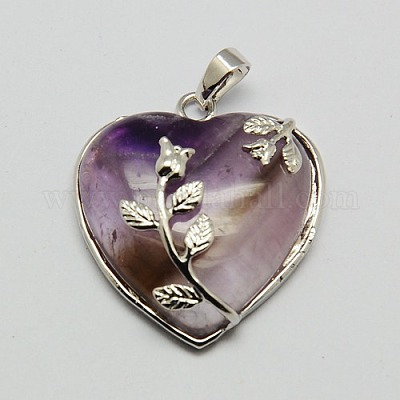 Кулоны сердце натуральный аметист GP356-4-1