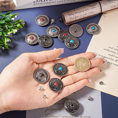 12 комплект 6 стильных плоских круглых заклепок для монет из сплава&nbsp;FIND-TA0004-02-1