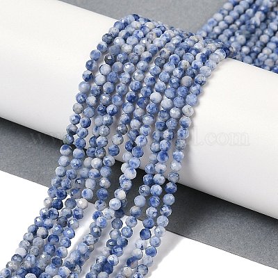 Натуральное синее пятно нитки из бисера яшмы&nbsp;G-A252-A02-02-1