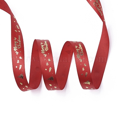 20 ярд атласная лента из полиэстера с рождественским принтом SRIB-P021-B01-1