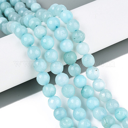 Окрашенные природные белый нефрит бисер пряди G-T139-8mm-60-14-1