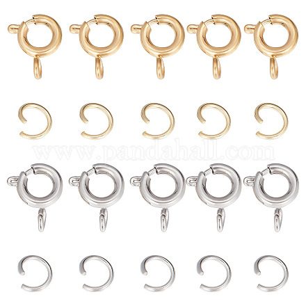 20 шт. 2-х цветные застежки-кольца из нержавеющей стали 304 с гладкой поверхностью&nbsp;STAS-SC0004-42-1