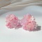 Flower Glass Plastic Stud Earrings, Pink, 25x20mm