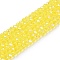 Electroplate Glass Beads Strands, Half Rainbow Plated, Faceted, Rondelle, Champagne Yellow, 2.9~3.3x2mm, Hole: 0.8mm, about 135~140pcs/strand, 32~34cm