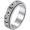 Non-Tarnish 201 Stainless Steel Moon and Star Rotatable Finger Ring, Spinner Fidget Band Anxiety Stress Relief Ring for Women, Stainless Steel Color, US Size 6(16.5mm)