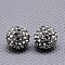 Czech Glass Rhinestones Beads, Polymer Clay Inside, Half Drilled Round Beads, 215_Black Diamond, 10mm, Hole: 1mm