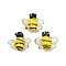Handmade Lampwork Beads, Bees, Yellow, 15.5~16.5x18.5~19x8mm, Hole: 1.4mm