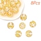 8Pcs Transparent Resin Beads, Round with Crown, Gold, 16mm, Hole: 2.5mm