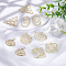 10Pcs 5 Styles Alloy Pendants, Hollow, Vortex, Mixed Shapes, Light Gold, 29.5~43x20.5~37x1.5~2mm, Hole: 2~3mm, 2pcs/style