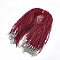 Waxed Cord and Organza Ribbon Necklace Making, with Iron Lobster Claw Clasps, Platinum, FireBrick, 17.6 inch~17.8 inch(45~45.5cm), 7mm