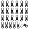 24Pcs Detachable Alloy Zipper Sliders, Black, 27x10.5x3mm, Hole: 10x6mm