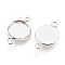 Brass Cabochon Connector Settings, Plain Edge Bezel Cups, Flat Round, Silver, Tray: 12mm, 22x14x2mm, Hole: 2mm