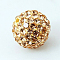 Polymer Clay Rhinestone Beads, Pave Disco Ball Beads, Grade A, Round, Half Drilled, Light Peach, 10mm, Hole: 1mm