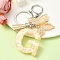 Resin & Acrylic Keychain, with Faux Suede Tassel Pendant & Alloy Findings, Letter G, 9.5cm
