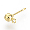 Iron Ball Stud Earring Findings, with Loop, Golden, 14.8x4mm, Hole: 1mm, Pin: 0.8mm