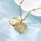 304 Stainless Steel Clear Cubic Zirconia Pendant Necklaces for Women, with Imitation Pearls Beads, Real 18K Gold Plated, Heart, 15.94 inch(40.5cm)