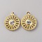 Iron Rhinestone Pendants, Golden, Flat Round, 25x20.5x6mm, Hole: 2mm
